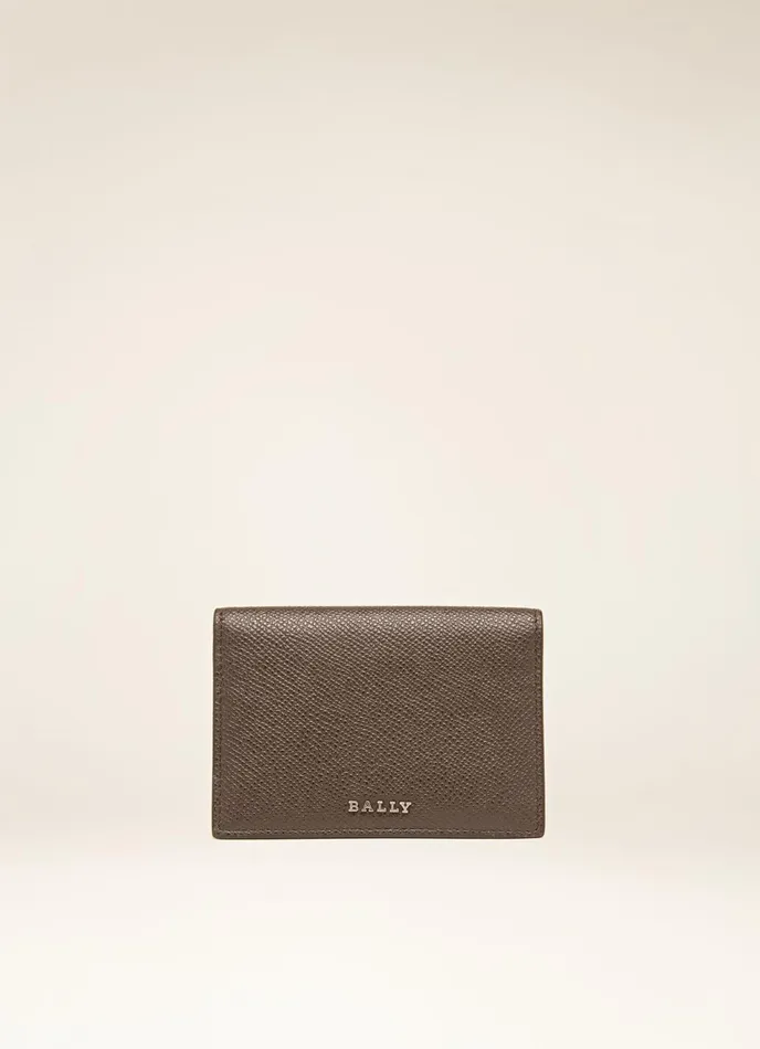 Men Bally Wallets Byrek 8211 Leather Card Holder In Ebony Brown