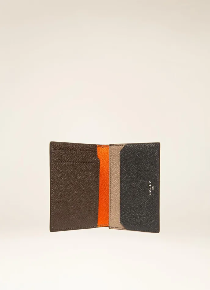 Men Bally Wallets Byrek 8211 Leather Card Holder In Ebony Brown