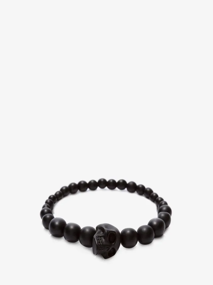 Men Bracelets Alexander McQueen Skull Multi Beaded Bracelet Black