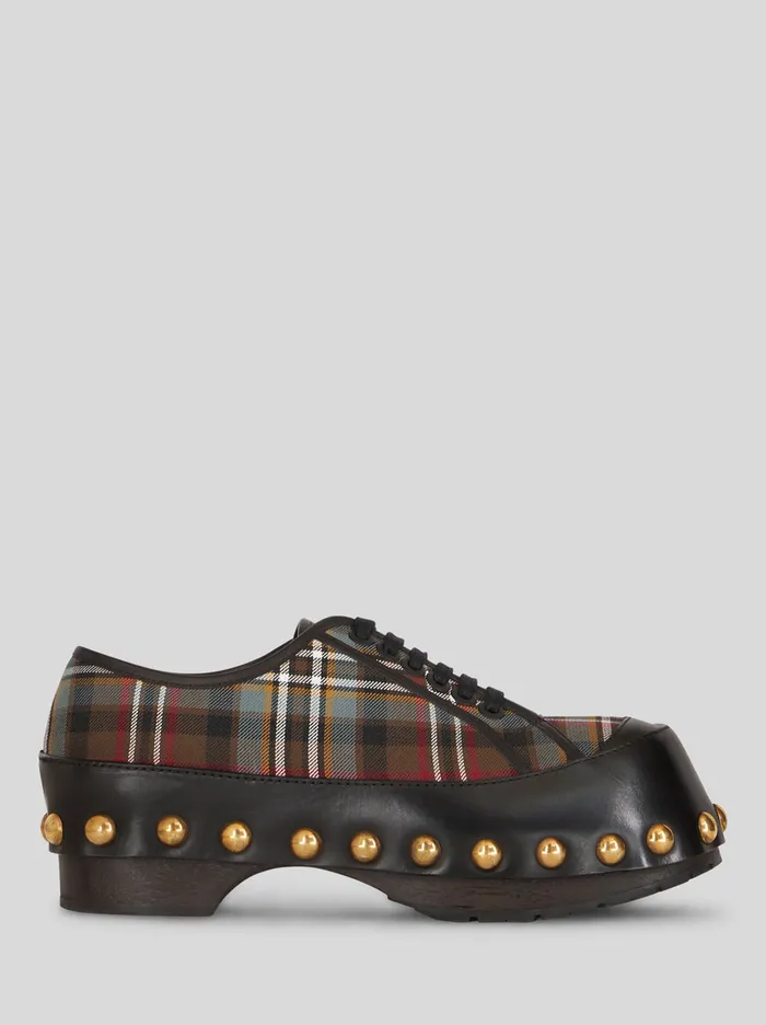Men Check Sneaker With Wooden Sole Etro Sneakers