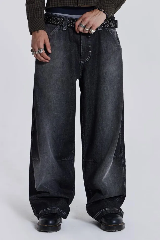 Men Contrast Stitch Skate Colossus Jaded London Baggy Jeans
