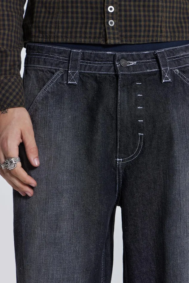 Men Contrast Stitch Skate Colossus Jaded London Baggy Jeans