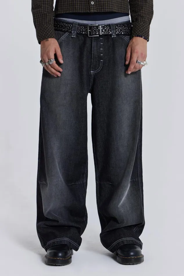 Men Contrast Stitch Skate Colossus Jaded London Baggy Jeans