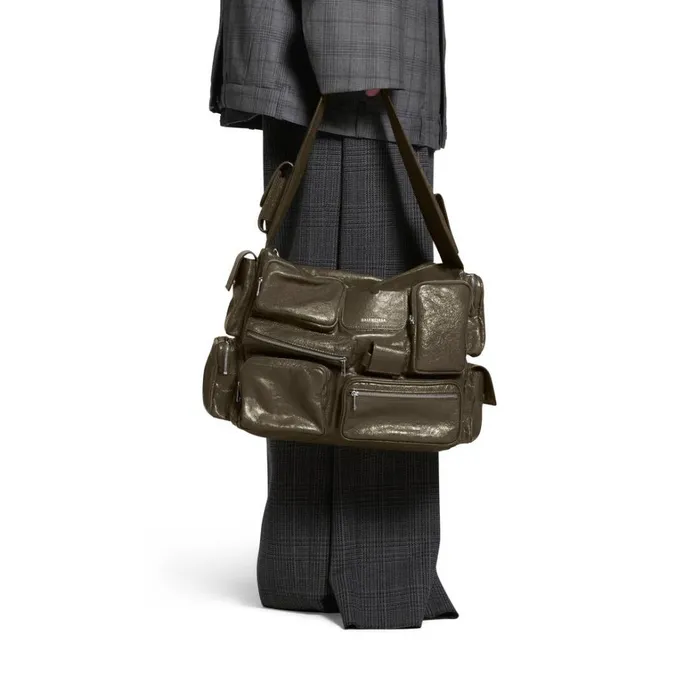 Men Crossbodies and Messengers Balenciaga Superbusy Large Sling Bag In Dark Green