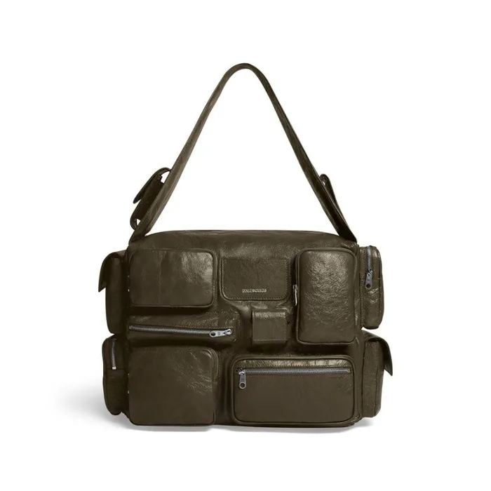 Men Crossbodies and Messengers Balenciaga Superbusy Large Sling Bag In Dark Green