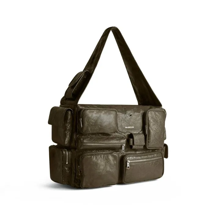 Men Crossbodies and Messengers Balenciaga Superbusy Large Sling Bag In Dark Green