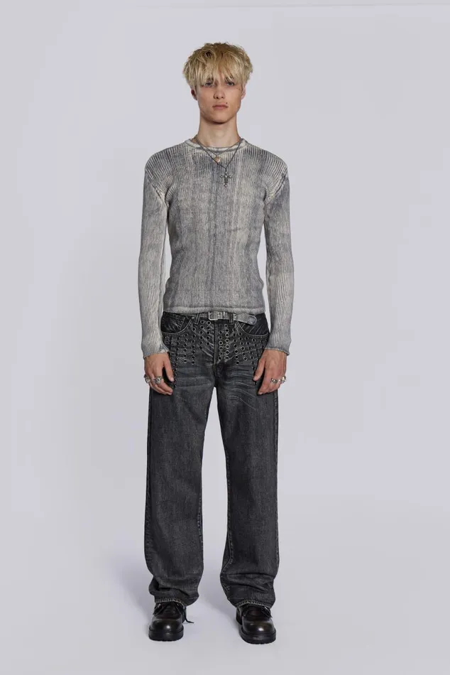 Men Dirty White Scrape Knit Jaded London Knitwear