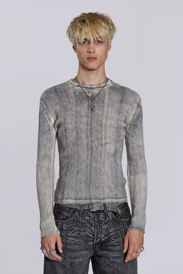 Men Dirty White Scrape Knit Jaded London Knitwear