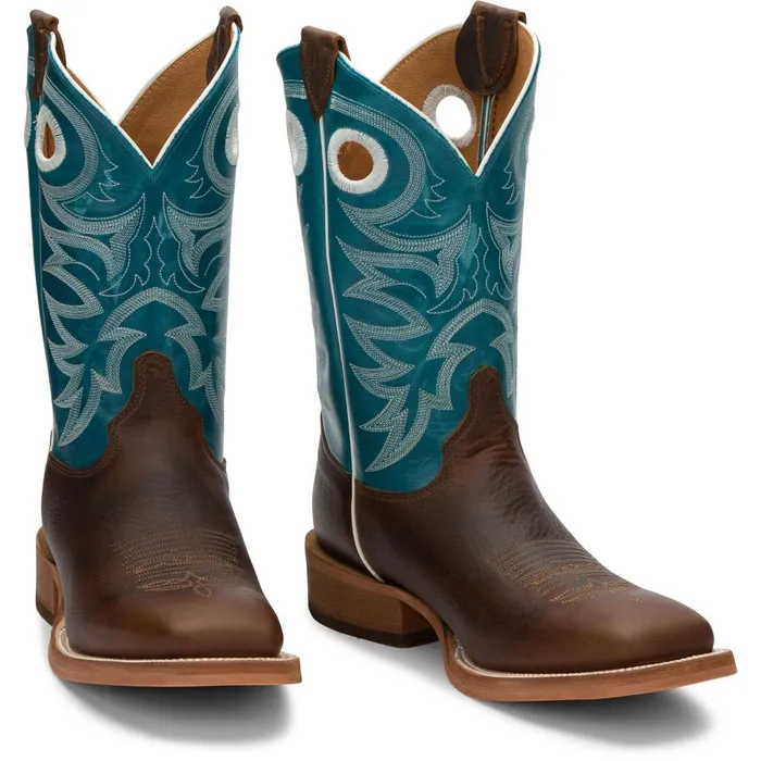 MEN Drennan 11034 Western Chocolate Brown Justin Boots Western