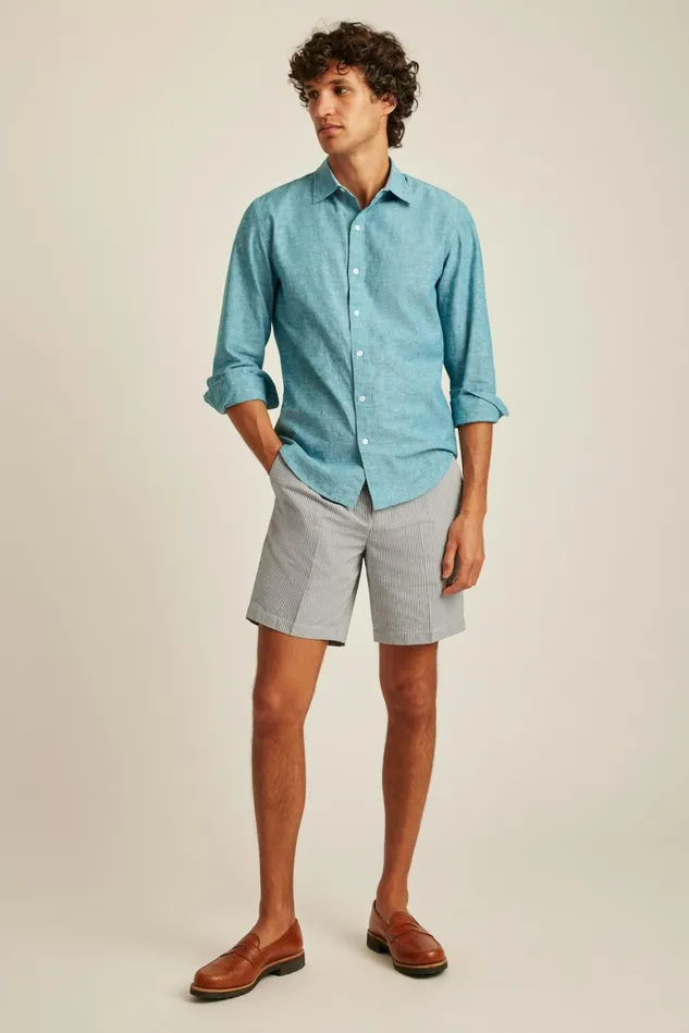 Men Easy Linen Shirt Blue Lagoon Bonobos Casual Shirts
