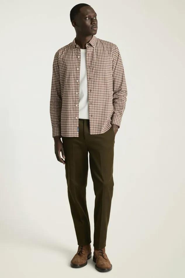 Men Everyday Shirt Brown Chestnut Plaid Bonobos Casual Shirts