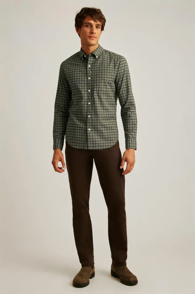 Men Everyday Shirt Navy Forest Plaid Bonobos Casual Shirts