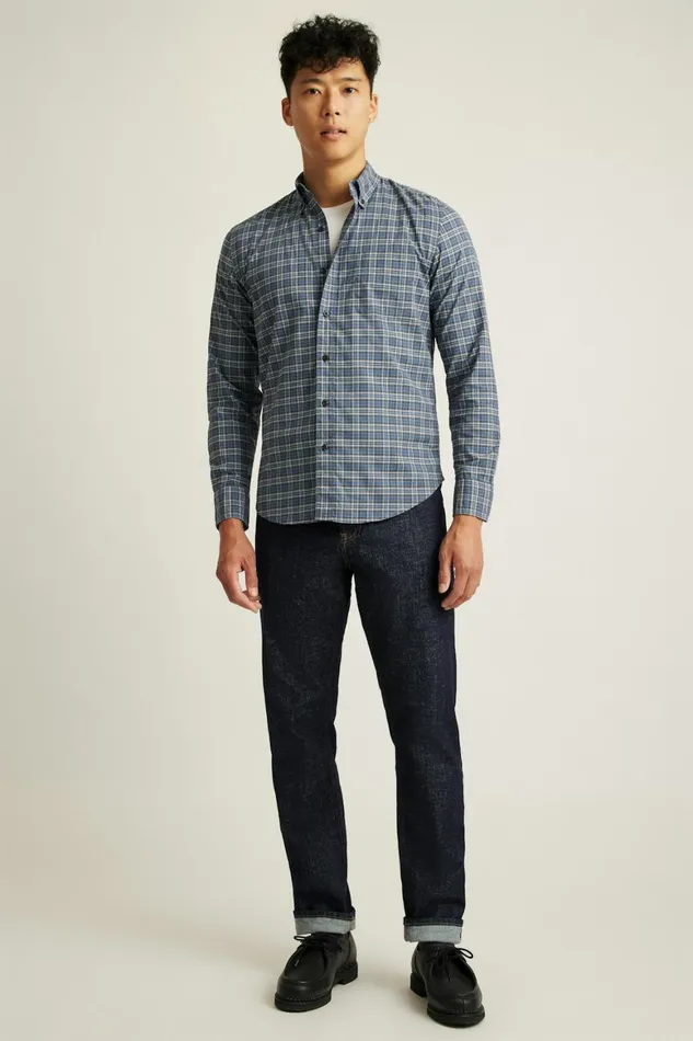 Men Everyday Shirt Navy Plaid Bonobos Casual Shirts