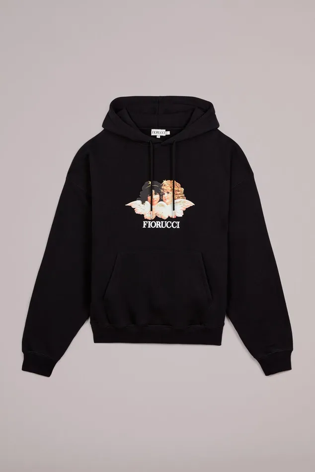 Men Fiorucci Sweatshirts and Hoodies Angels Hoodie Black Men Fiorucci Sweatshirts and Hoodies Angels Hoodie Black