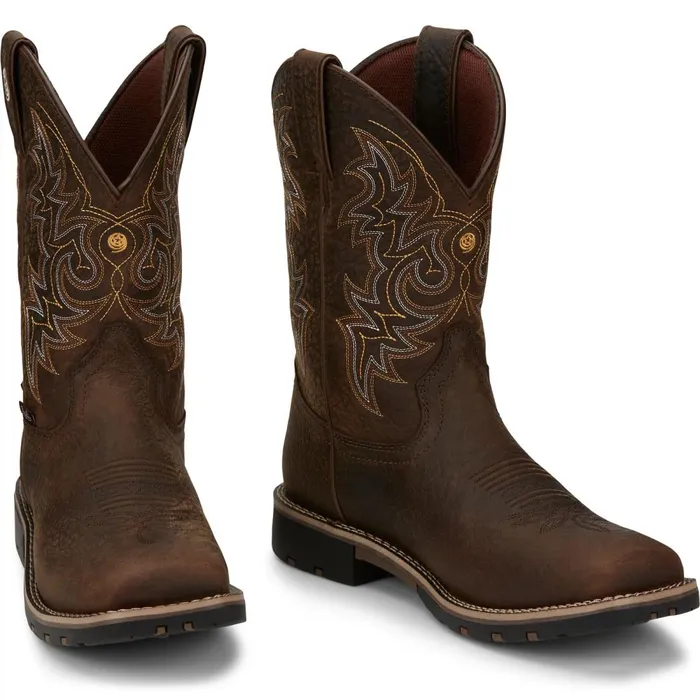 MEN Fireman 11034 Waterproof Distressed Brown Justin Boots Western