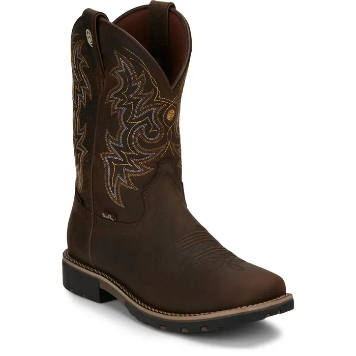 MEN Fireman 11034 Waterproof Distressed Brown Justin Boots Western
