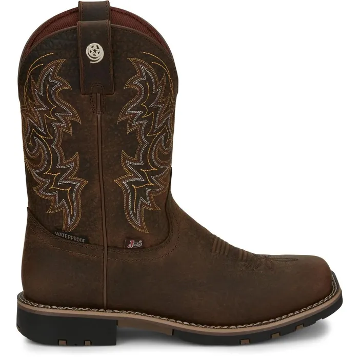 MEN Fireman 11034 Waterproof Distressed Brown Justin Boots Western