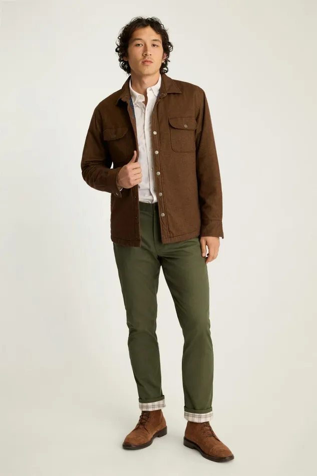 Men Fireside Flannel Lined Chinos Olive Green Bonobos Chinos