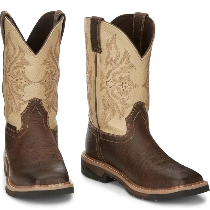 MEN Flash 11034 Waterproof Pecan Justin Boots Work