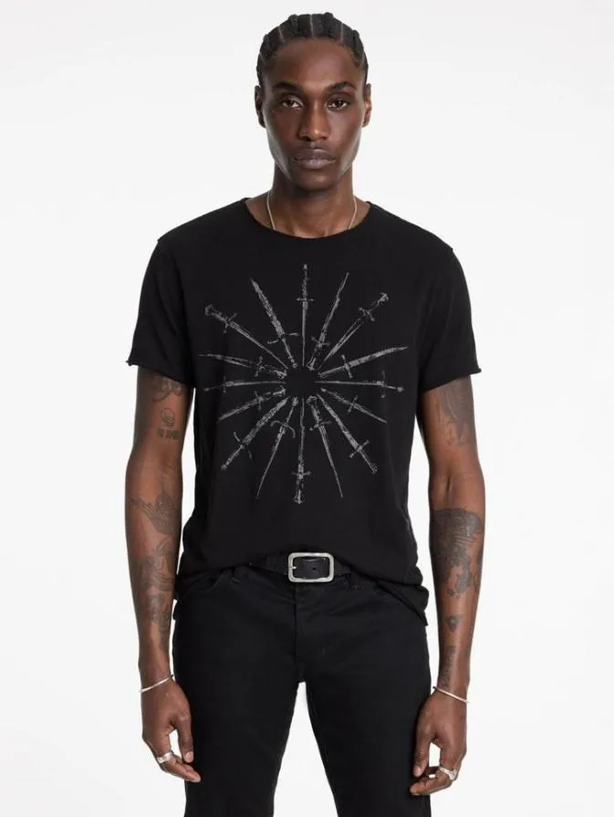 Men Graphic Tees John Varvatos DAGGERS CIRCLE TEE Black