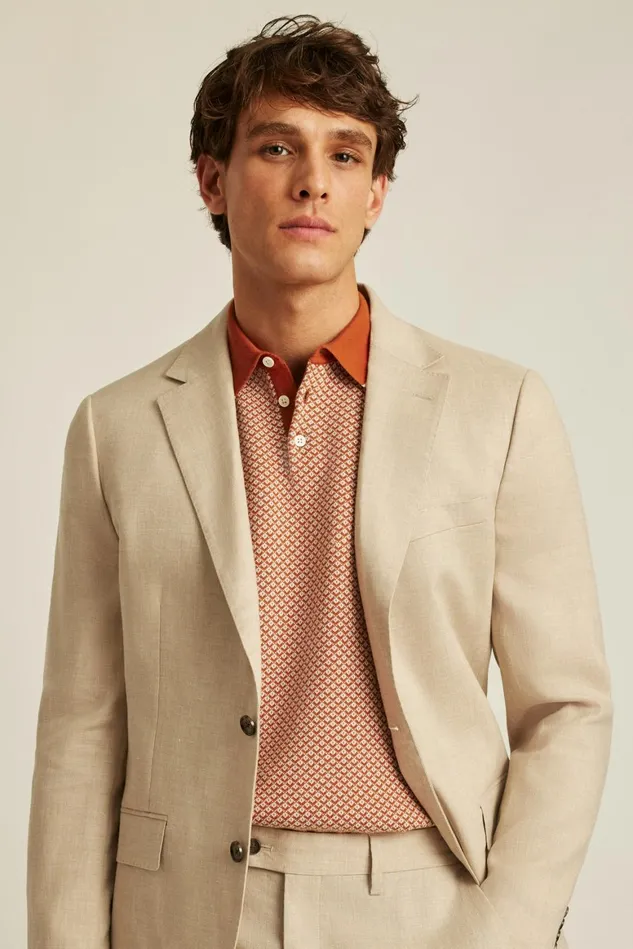 Men Italian Stretch Linen Suit Jacket Khaki Linen Bonobos Blazers and Sport Coats