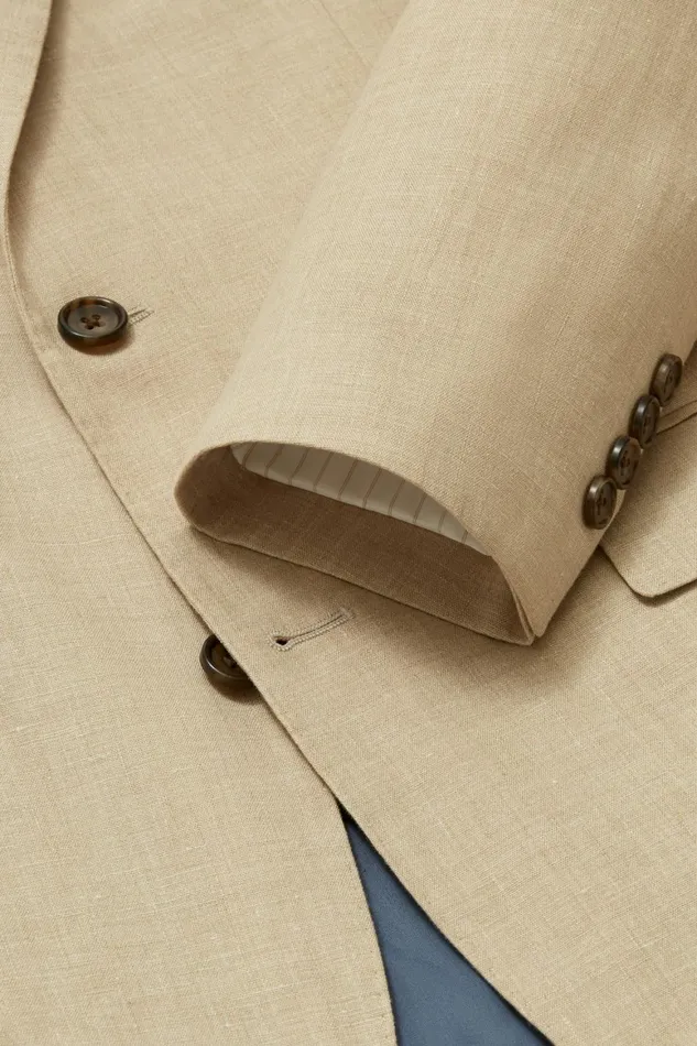 Men Italian Stretch Linen Suit Jacket Khaki Linen Bonobos Blazers and Sport Coats