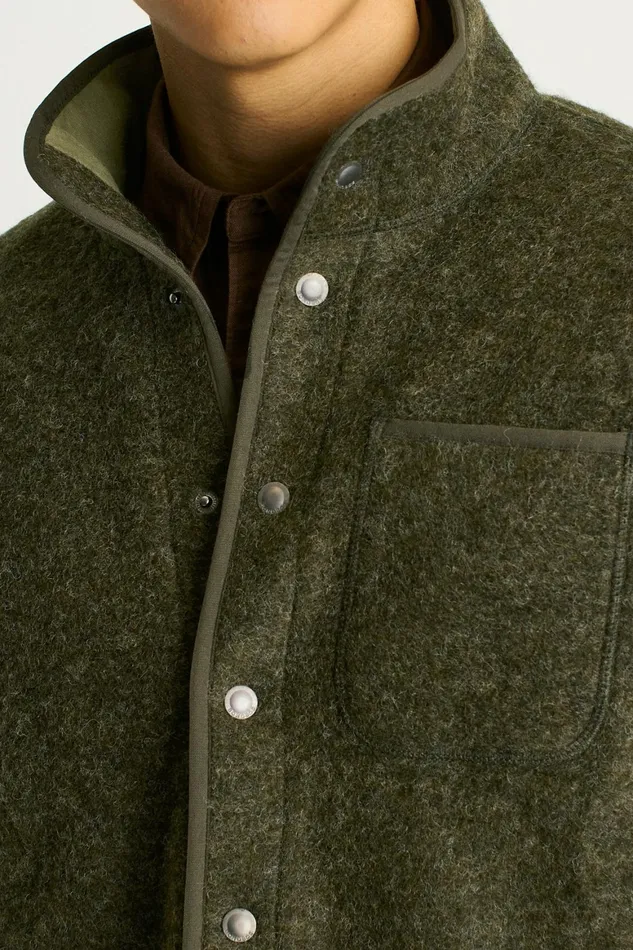 Men Italian Wool Fleece Jacket Heather Olive Green Bonobos Jackets and Coats