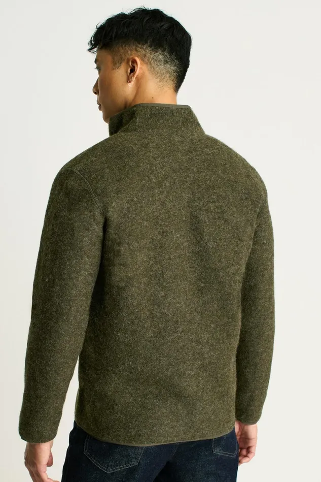 Men Italian Wool Fleece Jacket Heather Olive Green Bonobos Jackets and Coats