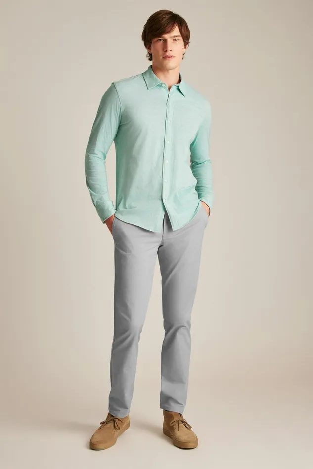 Men Jersey Everyday Shirt Mineral Blue Feeder Stripe Bonobos Casual Shirts