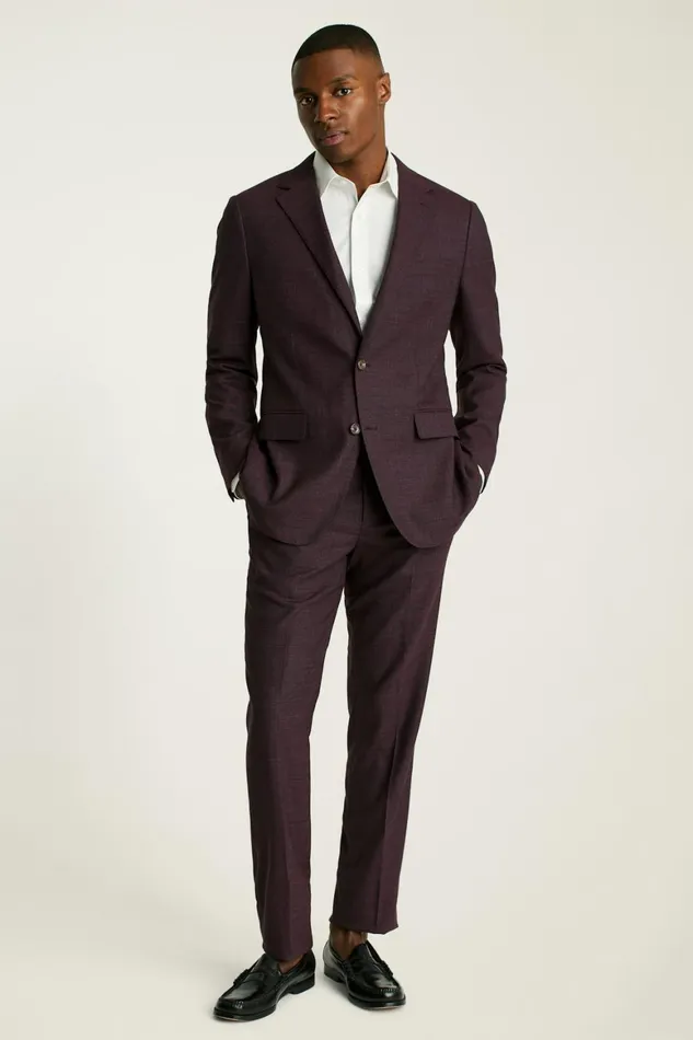 Men Jetsetter Wool Blazer Burgundy Check Bonobos Blazers and Sport Coats