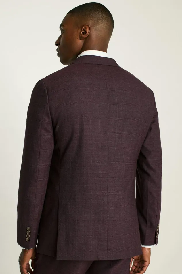 Men Jetsetter Wool Blazer Burgundy Check Bonobos Blazers and Sport Coats
