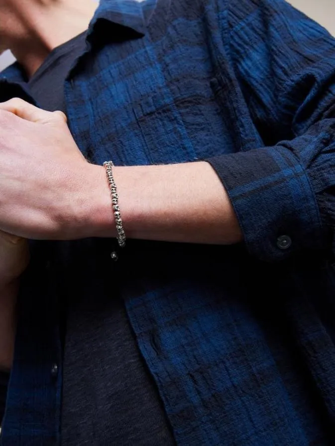 Men Jewelry John Varvatos BEADED SILVER SKULL BRACELET Silver