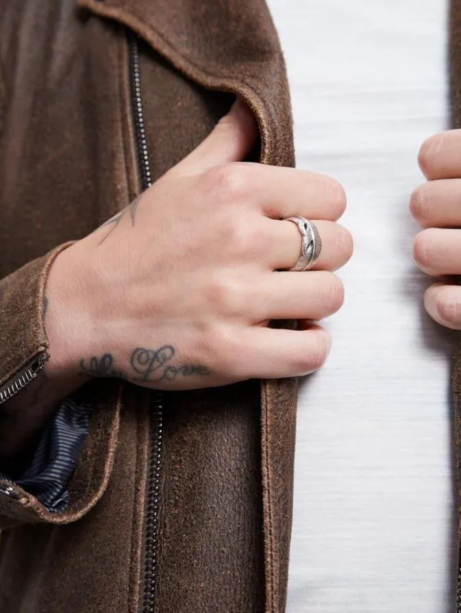 Men Jewelry John Varvatos SILVER FEATHER RING Silver