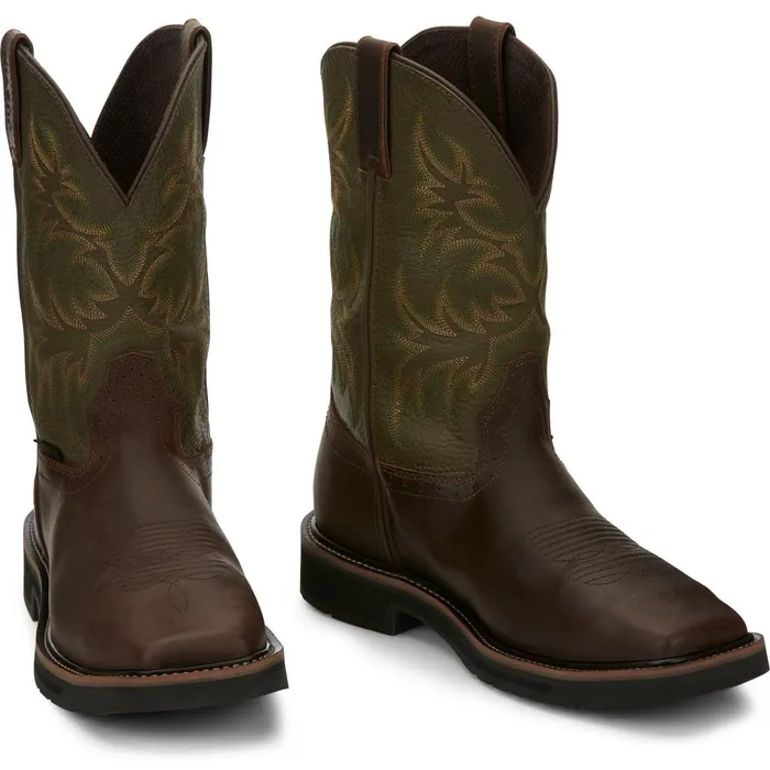 MEN Keavan 11034 Met Guard Steel Toe Dark Brown Justin Boots Work