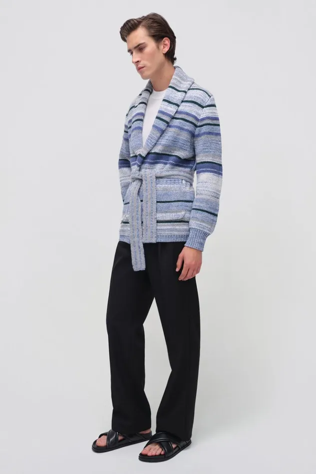 Men Keenan Cardigan Blue Space Dye Jonathan Simkhai Knitwear