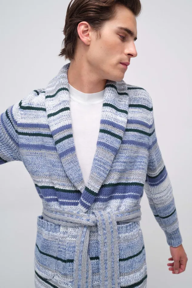 Men Keenan Cardigan Blue Space Dye Jonathan Simkhai Knitwear
