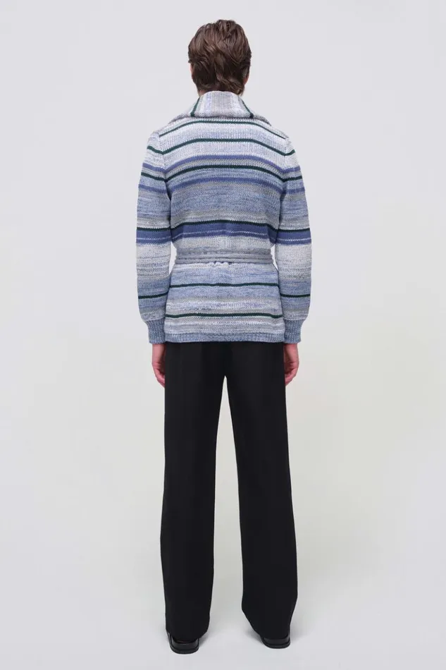 Men Keenan Cardigan Blue Space Dye Jonathan Simkhai Knitwear
