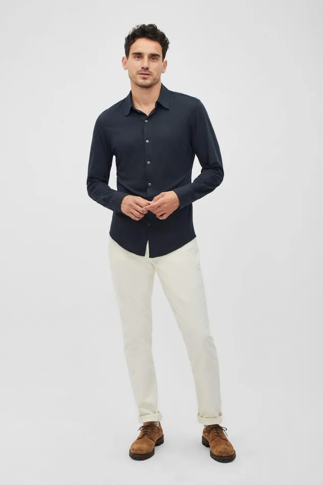 Men Knit ButtonDown Jet Black Bonobos Casual Shirts