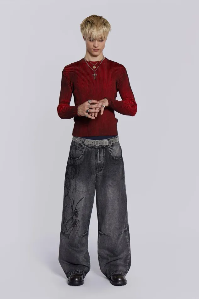 Men Lazy Willy Denim Black Jaded London Colossus Jeans