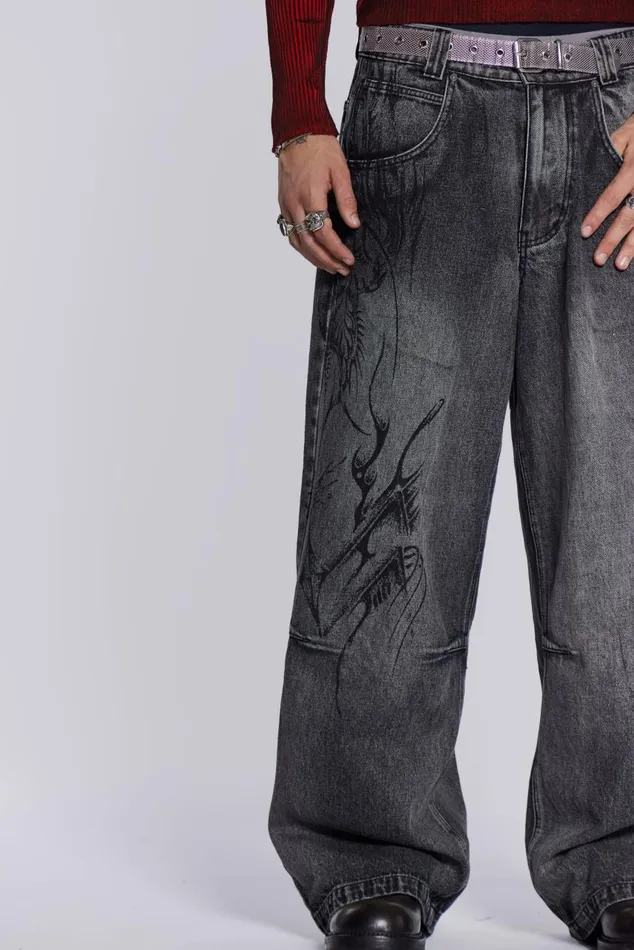 Men Lazy Willy Denim Black Jaded London Colossus Jeans
