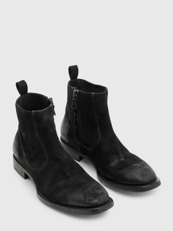 Men Leather Boots John Varvatos FLEETWOOD ZIP BOOT Charcoal