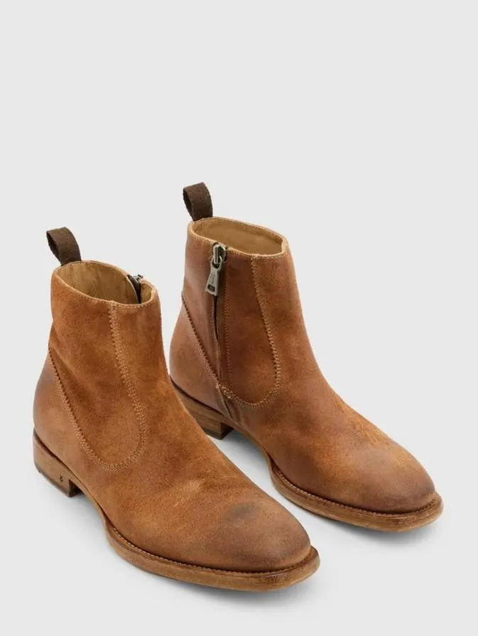 Men Leather Boots John Varvatos FLEETWOOD ZIP BOOT Ginger