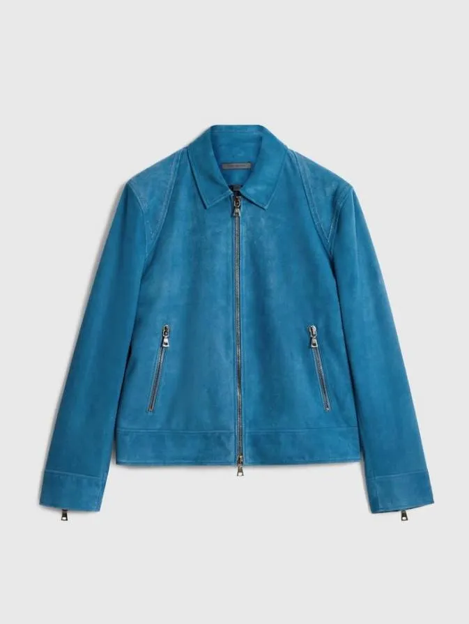 Men Leather Jackets John Varvatos ROCKAWAY JACKET Blue Steel