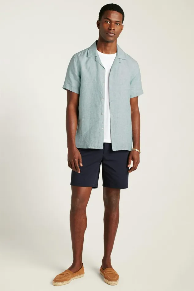 Men Linen Riviera Cabana Shirt Bayou Green Linen Bonobos Casual Shirts