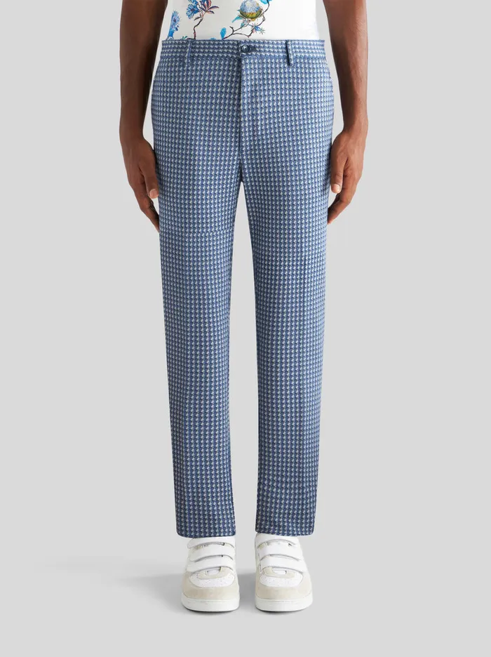 Men Micro Geometric Pattern Trousers Etro Trousers