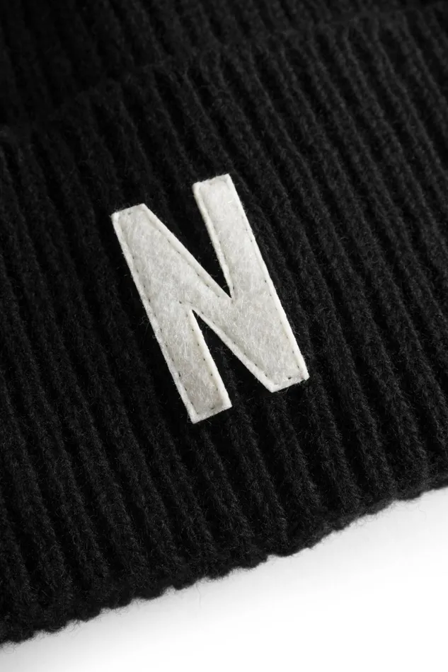 Men Norse Projects Beanies Merino Lambswool Rib N Logo Beanie Grey Melange