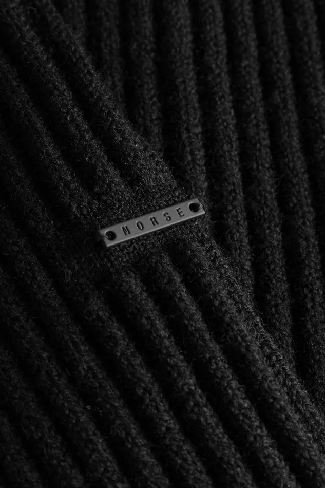 Men Norse Projects Knitwear Hybrid Rib Zip Jacket Stretch Wool Black