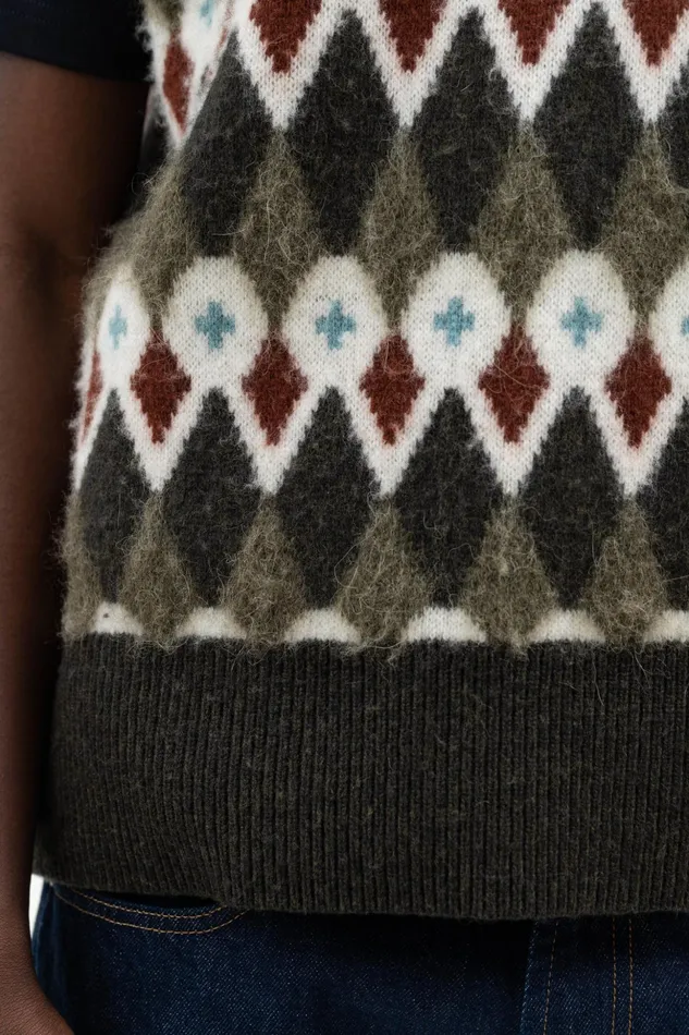Men Norse Projects Knitwear Melvin Merino Fair Isle Jacquard Vest Ivy Green