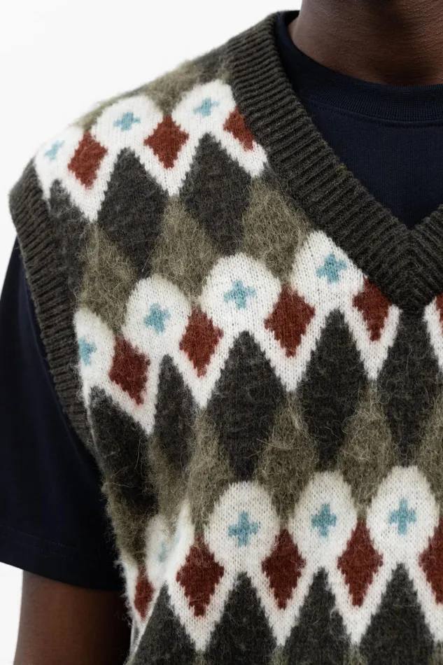Men Norse Projects Knitwear Melvin Merino Fair Isle Jacquard Vest Ivy Green