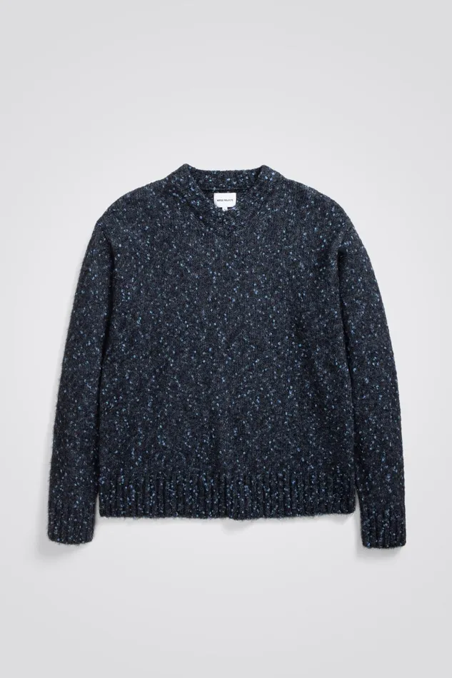 Men Norse Projects Knitwear Rasmus Relaxed Tweed VNeck Sweater Light Stone Blue